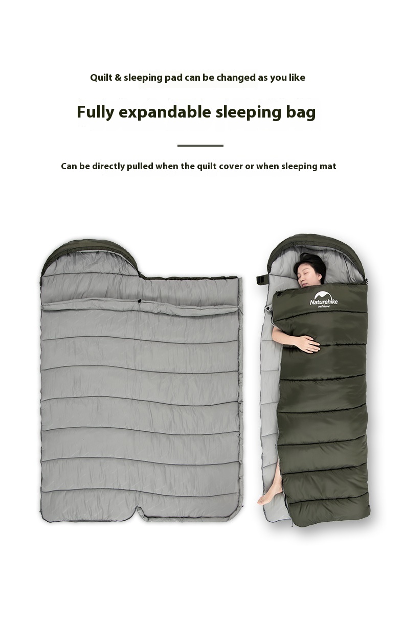 Naturehike Series Envelope Hooded Sleeping Bag Outdoor Camping Autumn And Winter Cold-proof Double - Image 25