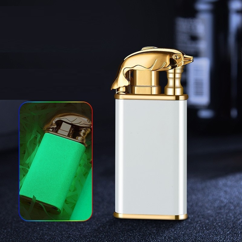 Creative Blue Flame Lighter Dolphin Dragon Tiger Double Fire Metal Winproof Lighter Inflatable Lighter - Image 43