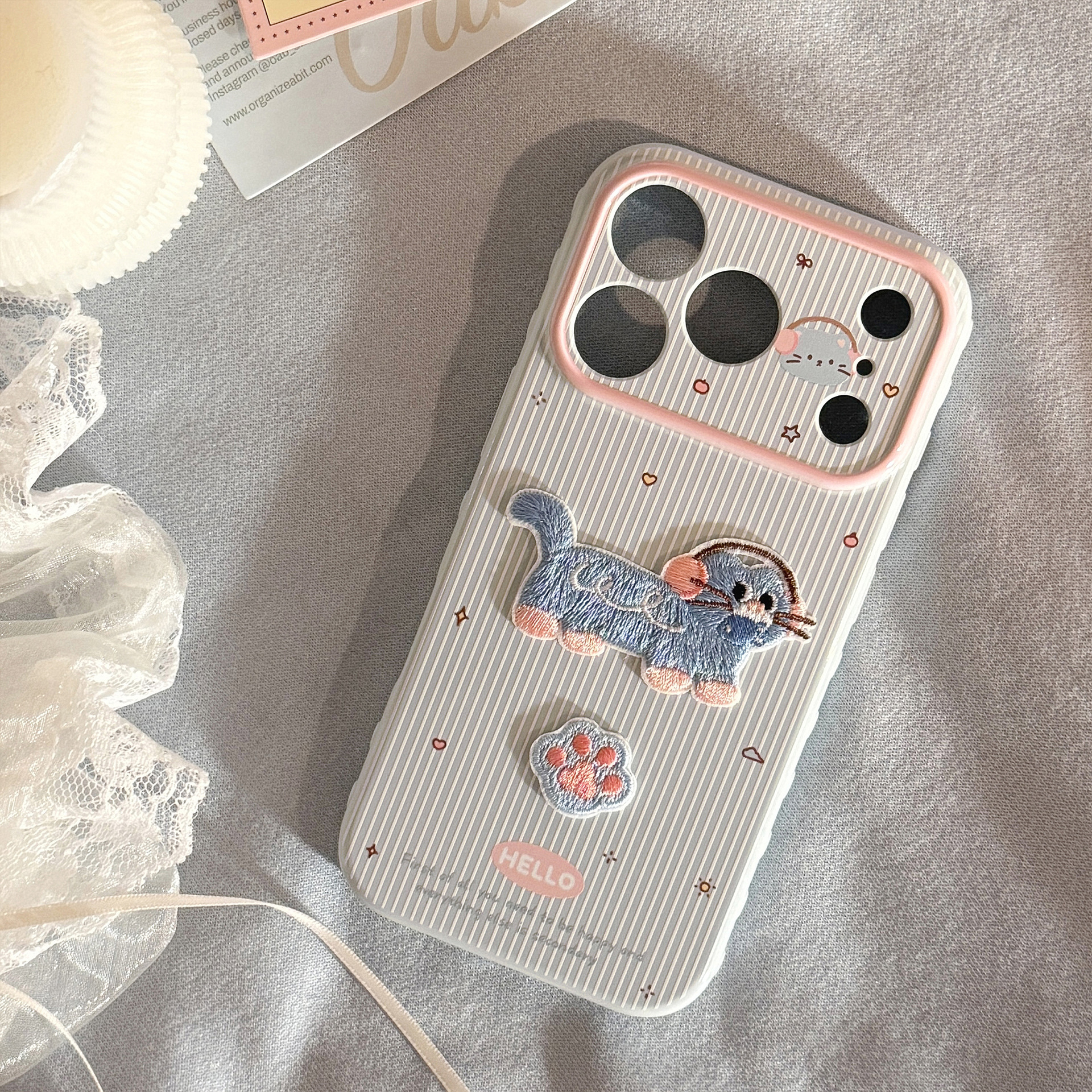 Shatter-Resistant Colored Striped Cat Phone Case - Image 8
