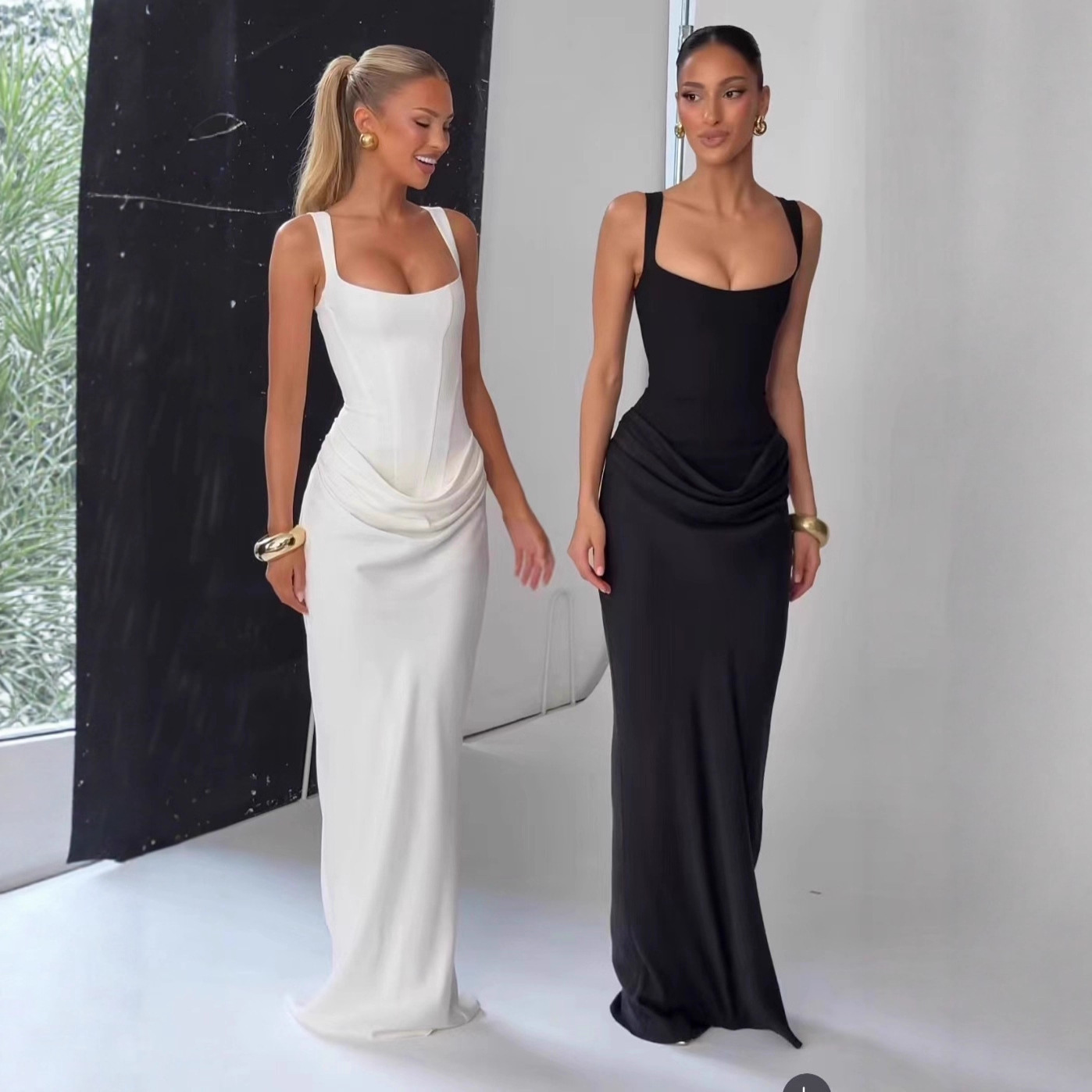 Elegant Strapless Long White Slip Dress For Women - Image 1