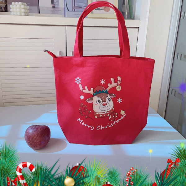 Minimally Handheld Christmas Printed Canvas Bag - Image 4