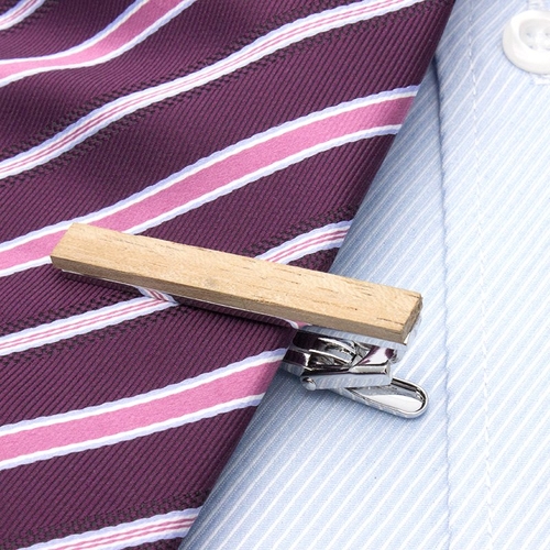 Wooden Cufflinks & Tie Clip Set - Image 5
