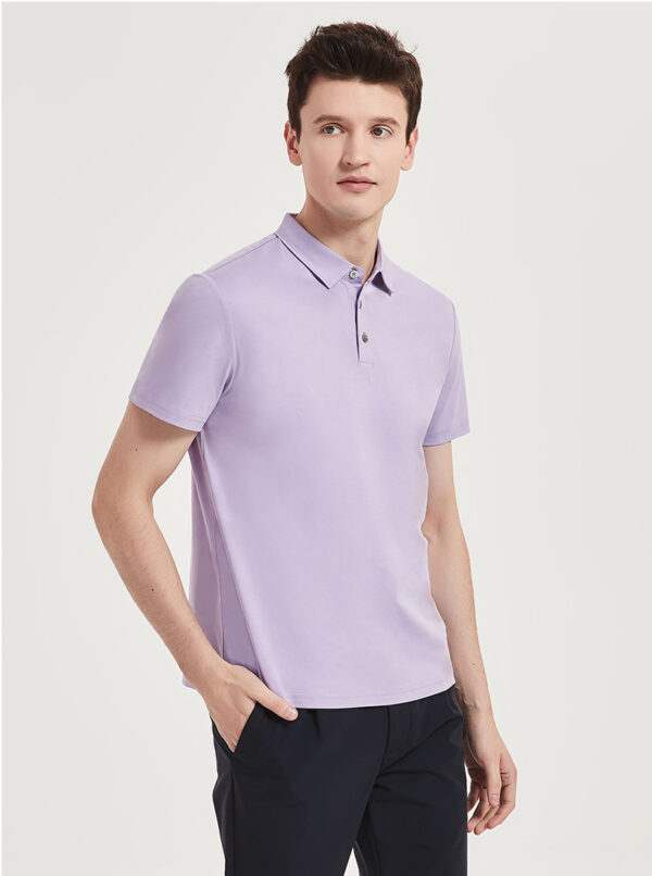 High-end 120-count Double-sided Mercerized Cotton Mens Short-sleeve Polo Shirt - Image 11
