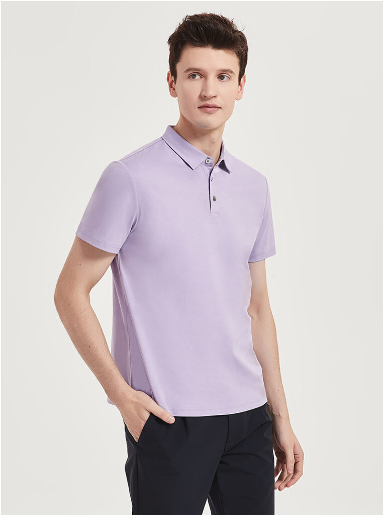 High-end 120-count Double-sided Mercerized Cotton Mens Short-sleeve Polo Shirt