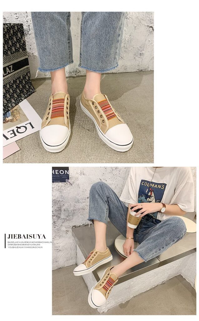 Women's Retro Zipper Fashion Patchwork Canvas Shoes