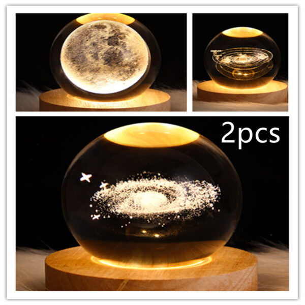 LED Night Light Galaxy Crystal Ball Table Lamp 3D Planet Moon Lamp Bedroom Home Decor For Kids Party Children Birthday Gifts - Image 49