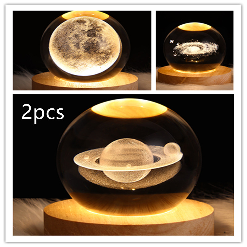 LED Night Light Galaxy Crystal Ball Table Lamp 3D Planet Moon Lamp Bedroom Home Decor For Kids Party Children Birthday Gifts - Image 25