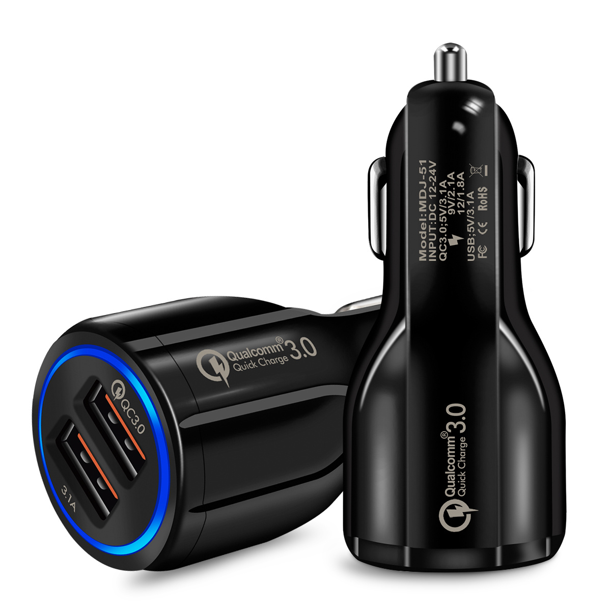 Quick Charge 3.0 Car Charger For Mobile Phone Dual Usb Car Charger Qualcomm Qc 3.0 Fast Charging Adapter Mini Usb Car Charger - Image 1