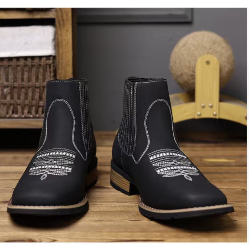Embroidered Ankle High Mens Martin Boots - Image 3