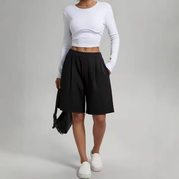 Womens Pants Womens Shorts Casual Loose Solid Color - Image 2