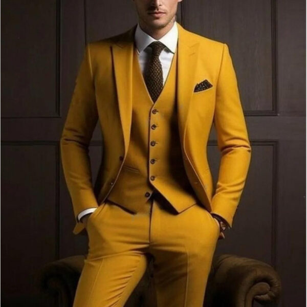 Mens Three-Piece Solid-Color High-End Stylish Suit With A Sophisticated Vibe - Image 24