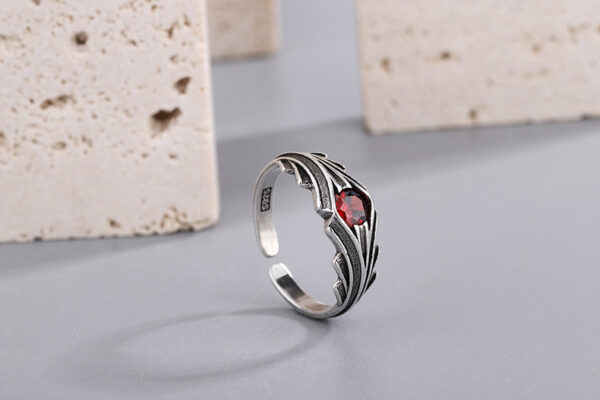 Women's Vintage Inlaid Open Ring - Image 7