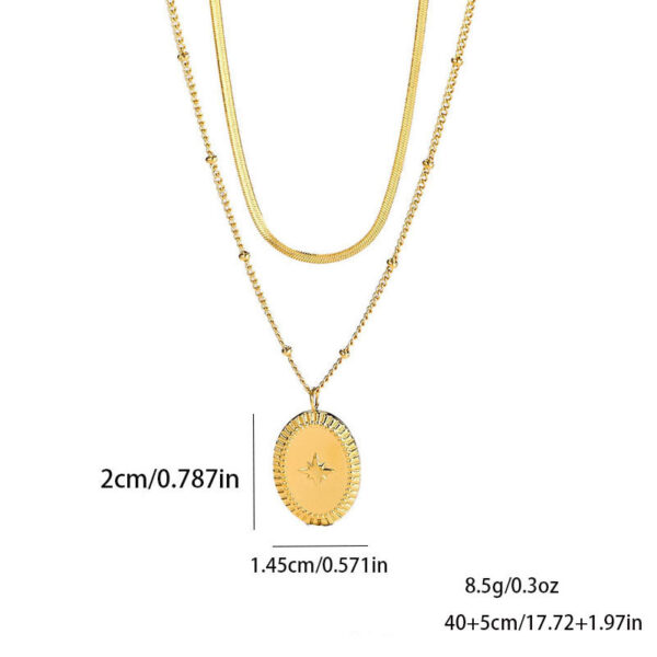 Eight-pointed Star Oval Double-layer Necklace - Image 4