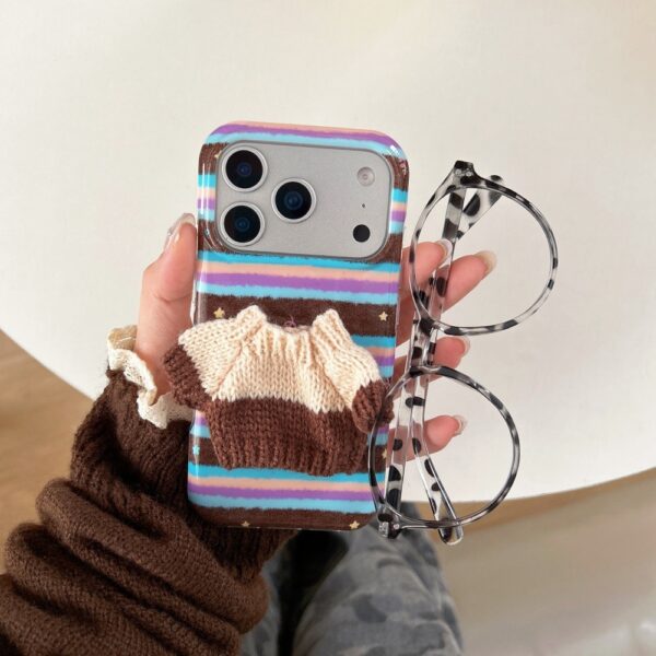 Striped 3D Sweater Phone Case For 14 Pro - Image 6