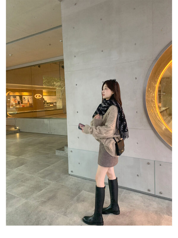 Knee-high Fleece-lined Round-toe Low-heeled With Side Zippers Womens High-rise Riding Boots - Image 9