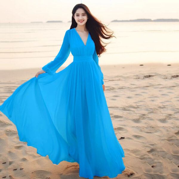 Beach Vacation Flowy Long Maxi Dress - Image 5