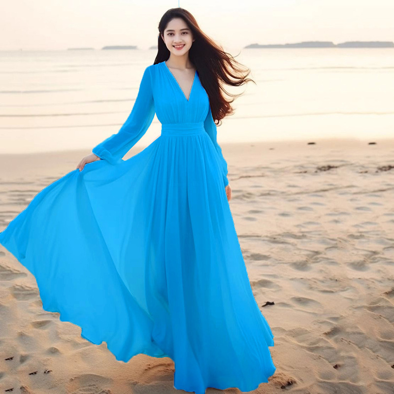Beach Vacation Flowy Long Maxi Dress - Image 5