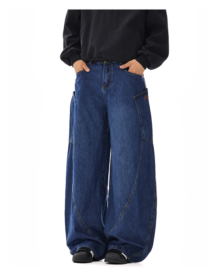 American-style Vintage Design Scimitar Workwear Jeans For Men And Women - Image 14