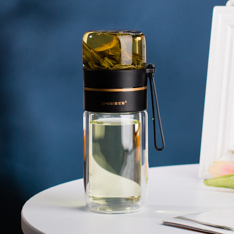 Glass Water Bottle With Tea Infuser Filter Tea Separation Double Wall Glass Bottle Leakproof Water Bottle - Image 19
