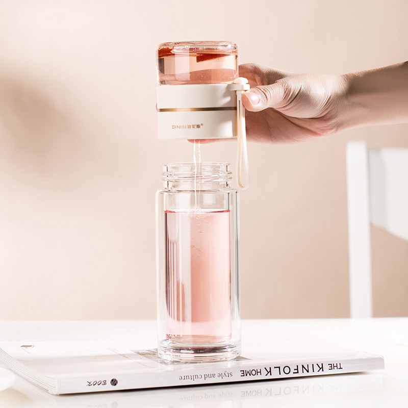 Glass Water Bottle With Tea Infuser Filter Tea Separation Double Wall Glass Bottle Leakproof Water Bottle - Image 10