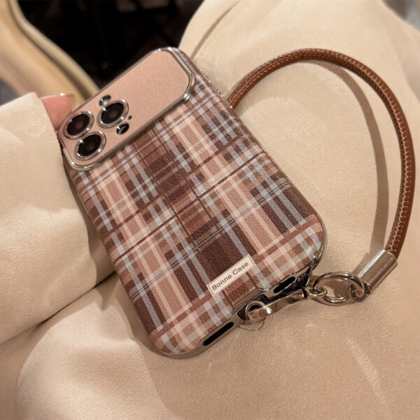 Brown Plaid Phone Case With A Drop-proof Lanyard - Image 12