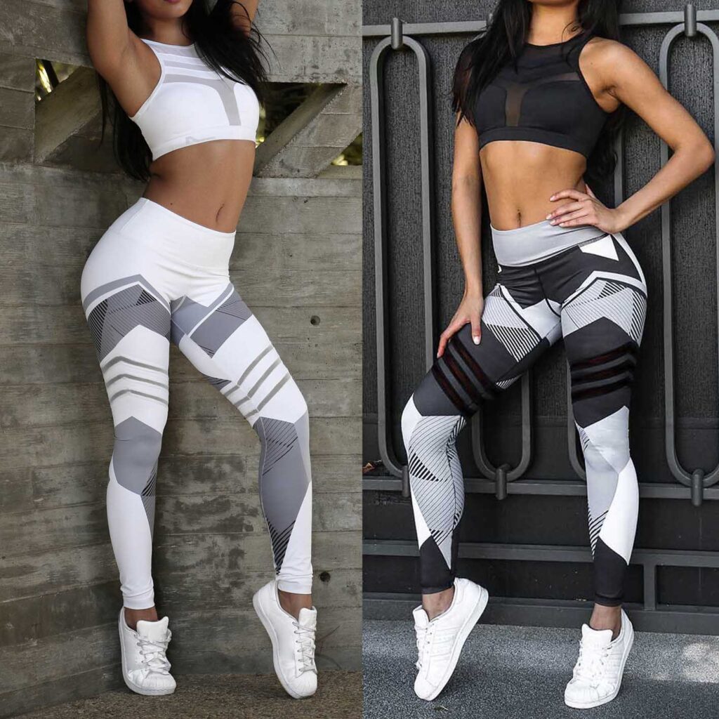 Printed Reflective Sport Yoga Pants Women Fitness Gym Leggings Running Compression Tights Quick Dry Sport Clothes Trousers