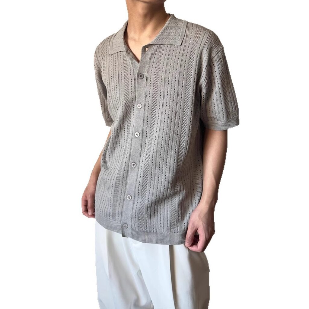 Hollow-out Vintage Lapel Knit Sweater For Men
