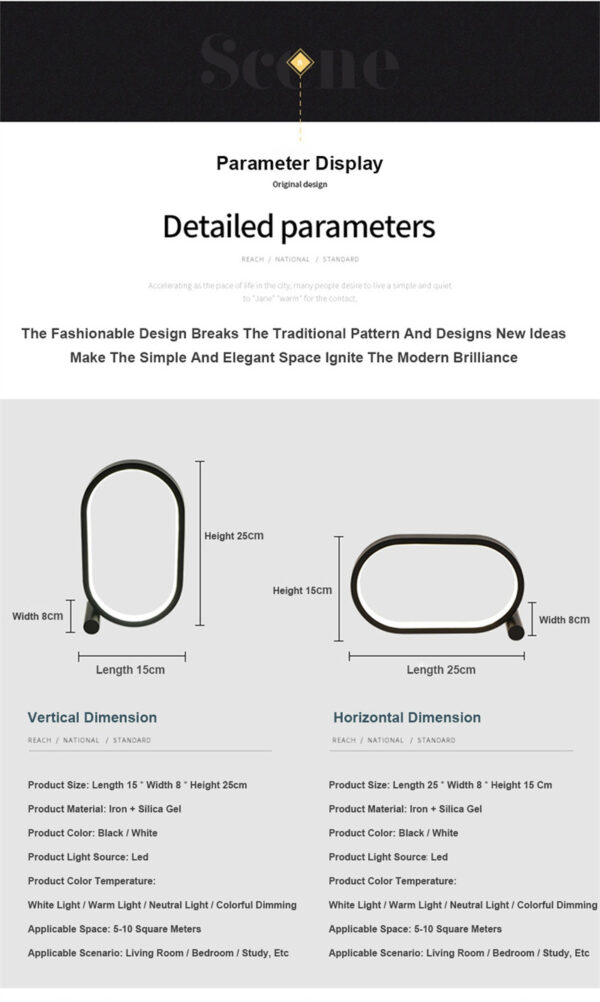 Usb Plug-In Lamp Oval Acrylic Lamp Touch Control Dimmable Modern Simple Creative Night Lamp Bedside Reading Lamp Desk Table Led - Image 11
