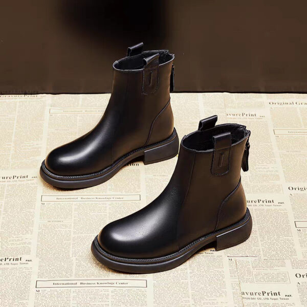 Women's Flat-Heeled Fleece-Lined Ankle Boots With Zippers - Image 20