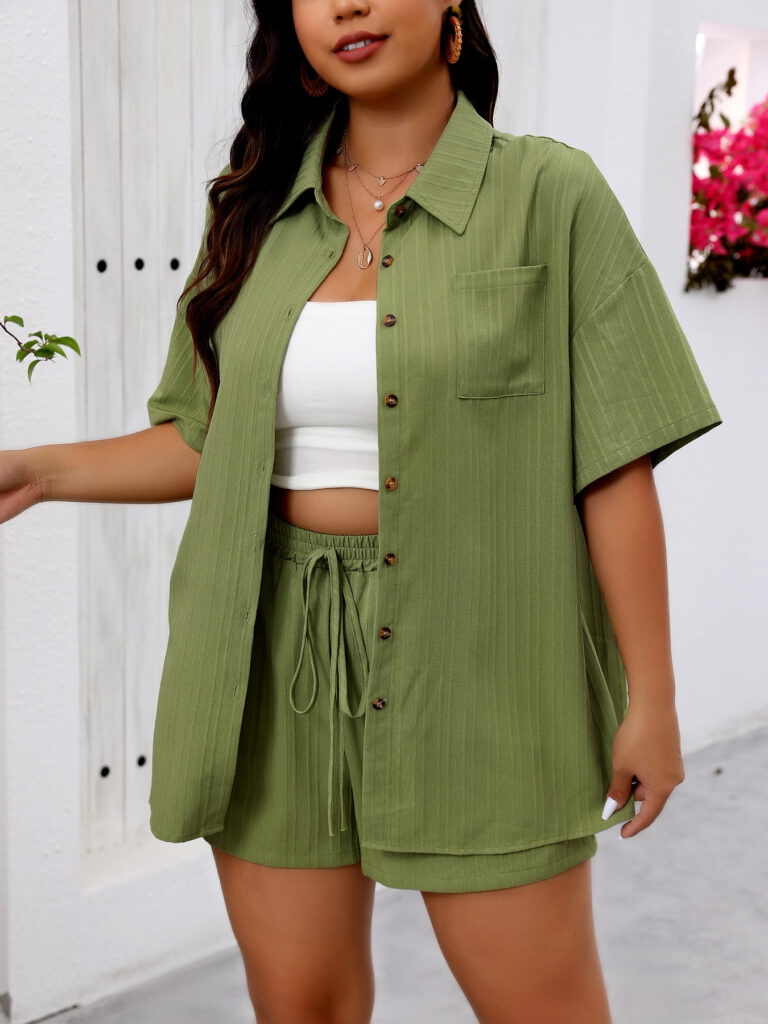 Short-sleeve Shirt And Wide-leg Shorts Fashion Two-piece Casual Set