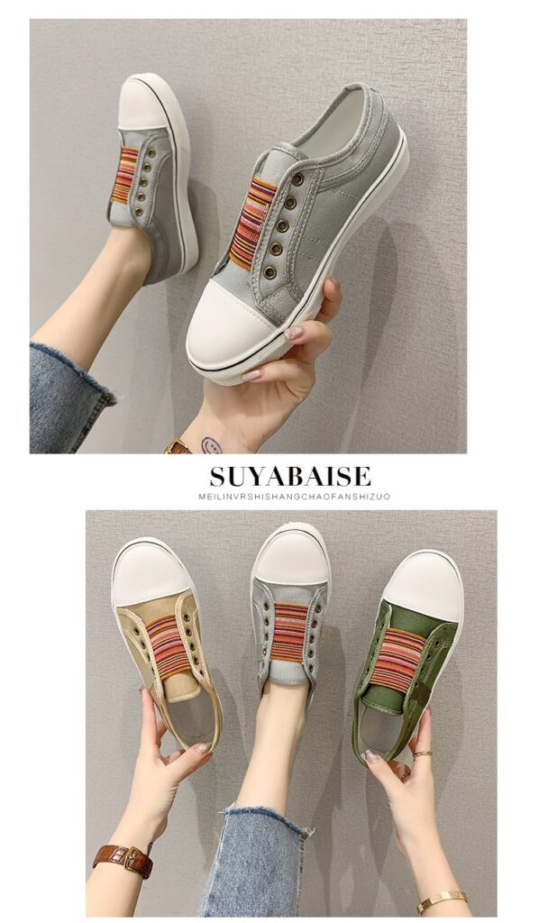 Women's Retro Zipper Fashion Patchwork Canvas Shoes
