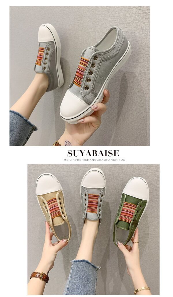 Women's Retro Zipper Fashion Patchwork Canvas Shoes - Image 17