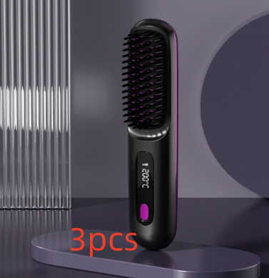 2 In 1 Straight Hair Comb Wireless Hair Straightener Brush Hair Fast Heating Portable Hot Curler USB Charging - Image 17