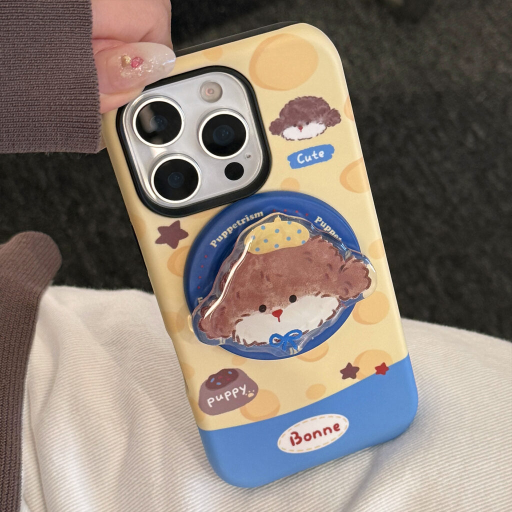 Cheese Puppy Magnetic Holder Phone Case With Cartoon Film Design