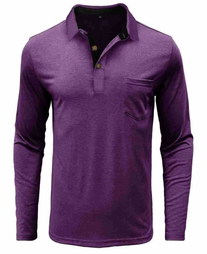 Mens Long-sleeve Lapel T-shirt Winter Base Layer Top