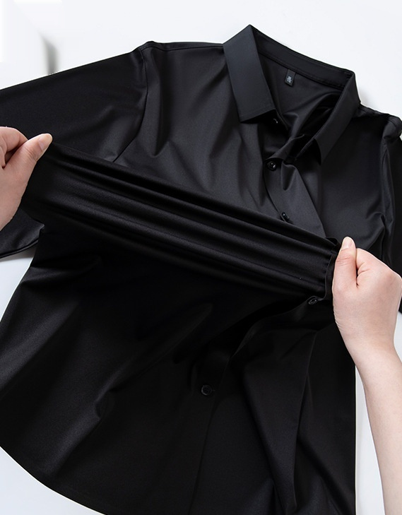 High-elasticity Mens Seamless Wrinkle-free Ice-silk Long-sleeve Shirt - Image 23