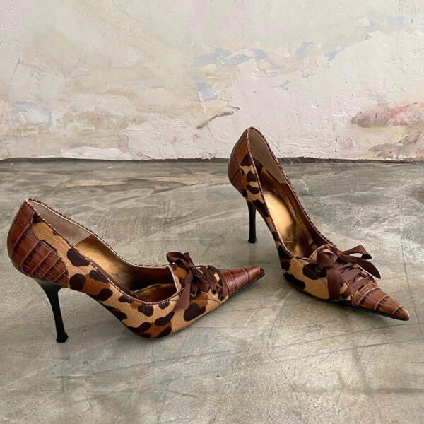 Pointed-toe Stiletto Heel Lace-up Womens Heels - Image 3
