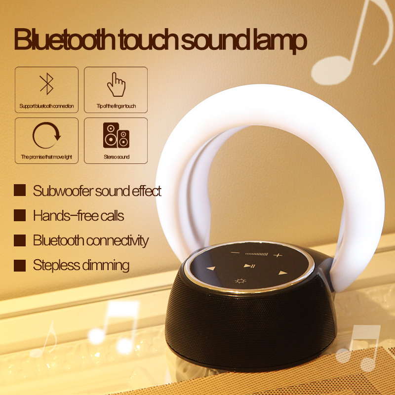 Creative Bluetooth Subwoofer Stereo Speaker LED Desk Lamp Stepless Dimming Folding Touch Atmosphere Night Light - Image 1