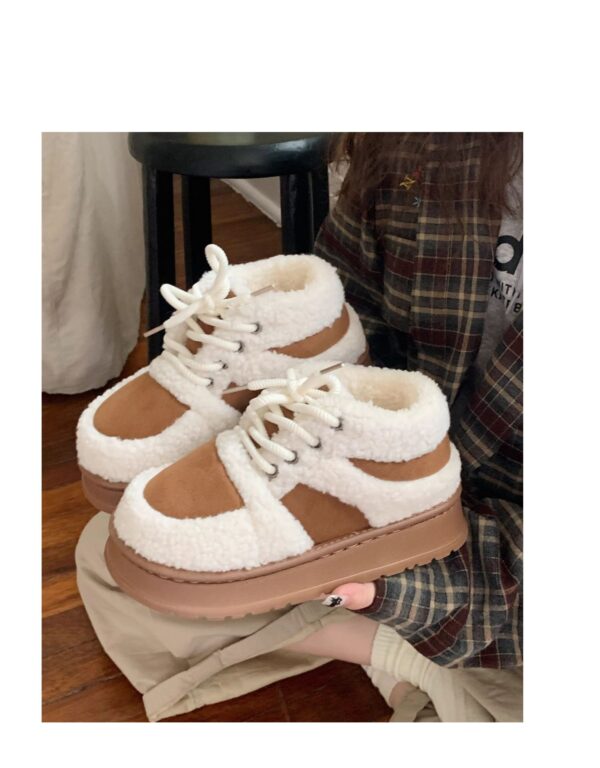 Korean-style Color-Block Lambswool Casual Sneakers AutumnWinter Cotton Boots - Image 9