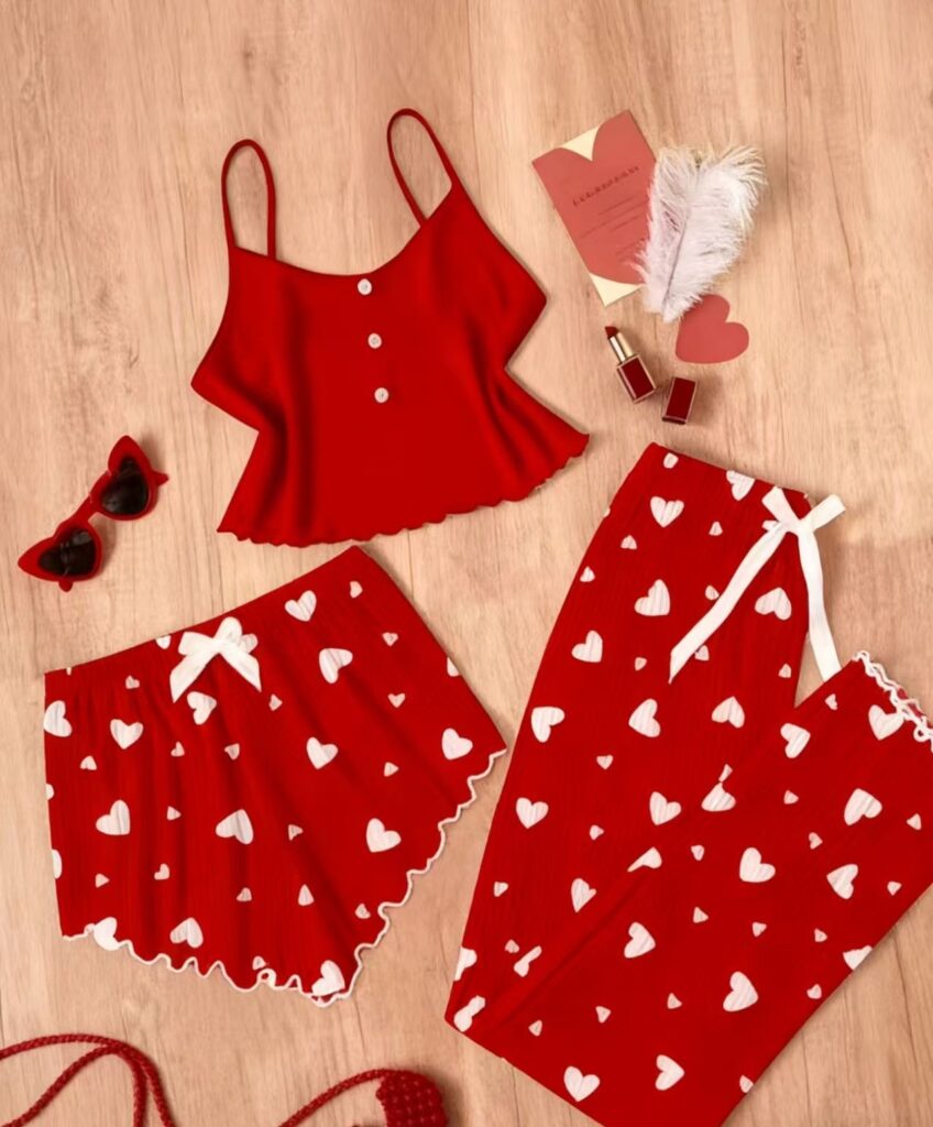 Women's Homewear Pajama Lingerie Three-Piece Set