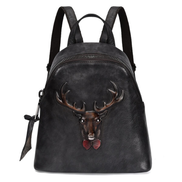 New Style Tree Skin care lotion Leather Retro Double Shoulder Bag Head Layer Cowhide Backpack Male Hand Rubbed Color Leather Casual School Bag Female - Image 2