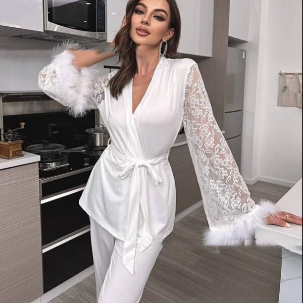Nightgown Set Light Luxury Gentle Lace Women - Image 3
