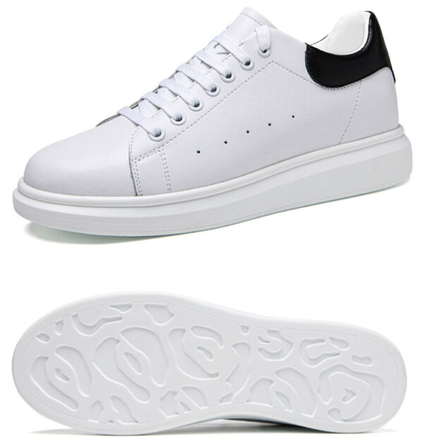 Korean-style Casual Invisible-heeled White Sneakers For Men Autumn Season - Image 27