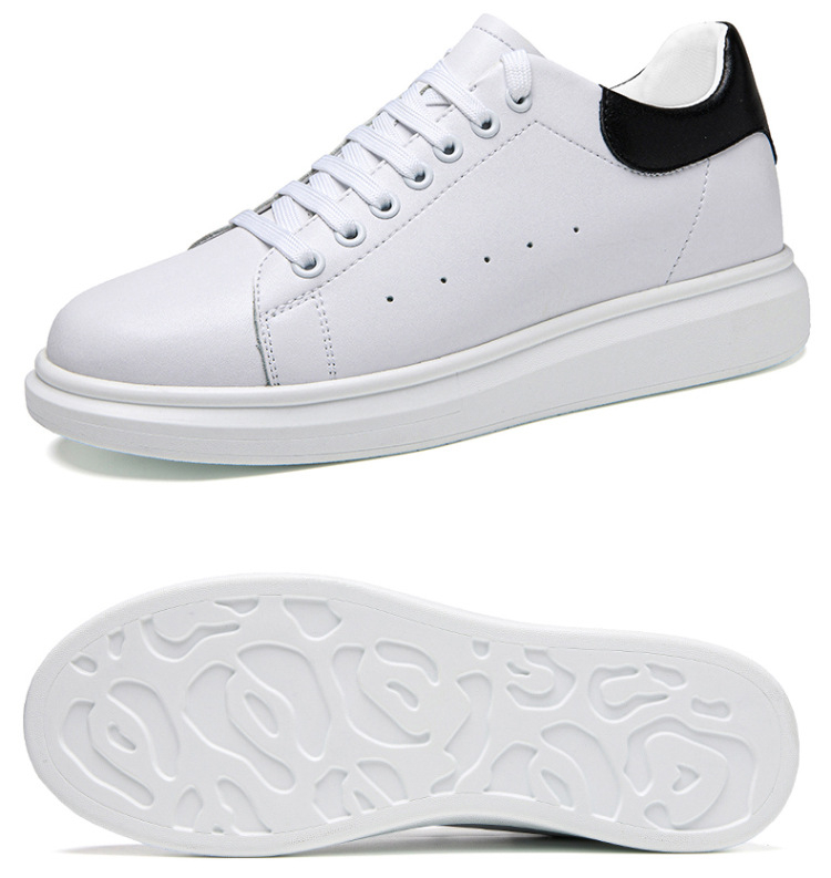 Korean-style Casual Invisible-heeled White Sneakers For Men Autumn Season