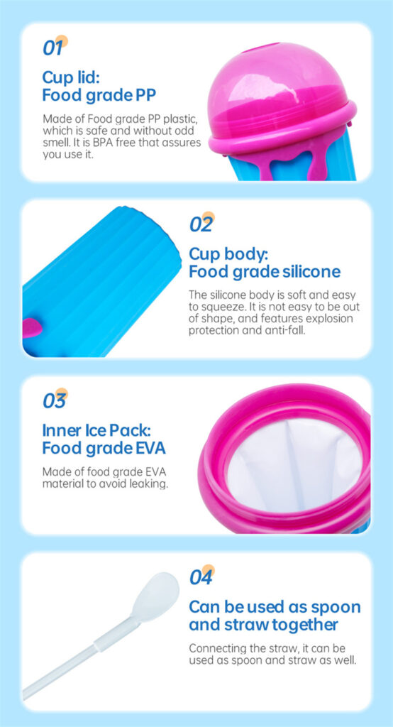 500ml Large Capacity Slushy Cup Summer Squeeze Homemade Juice Water Bottle Quick-Frozen Smoothie Sand Cup Pinch Fast Cooling Magic Ice Cream Slushy Maker Beker Kitchen Gadgets