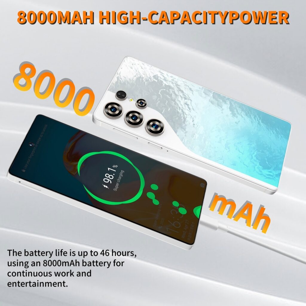 C26 Ultra 5G Unlocked Smartphone, 8GB RAM 256GB Storage Android 15 Cell Phone, 6.9inch FHD Display, 8000mAh Long Battery, Dual SIM, Face & Fingerprint Unlock, GPS, Built-in Stylus
