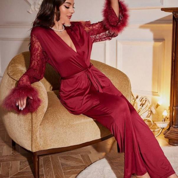 Nightgown Set Light Luxury Gentle Lace Women - Image 18