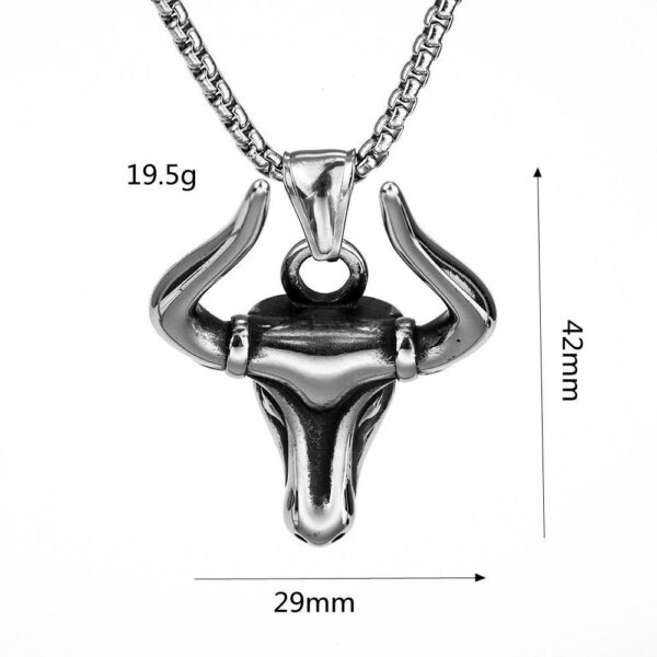 Men's Personalized Smooth-Surface Animal Ox-Head Necklace Pendant - Image 7