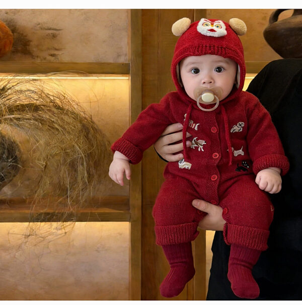 Embroidered Knitted Sweater Straight-leg Pants And A Romper - Image 15