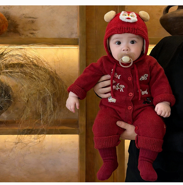 Embroidered Knitted Sweater Straight-leg Pants And A Romper - Image 15
